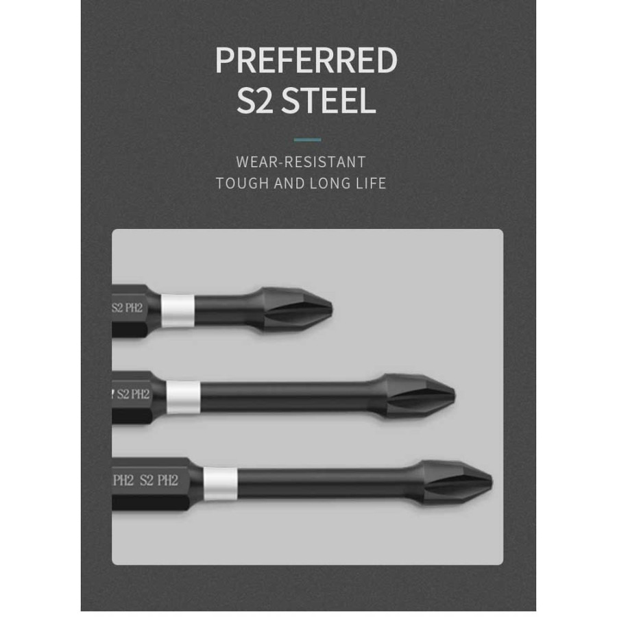Impact Screwdriver Bit 65mm PH2 Set 5pcs Magnet Mata Obeng Plus 7COT
