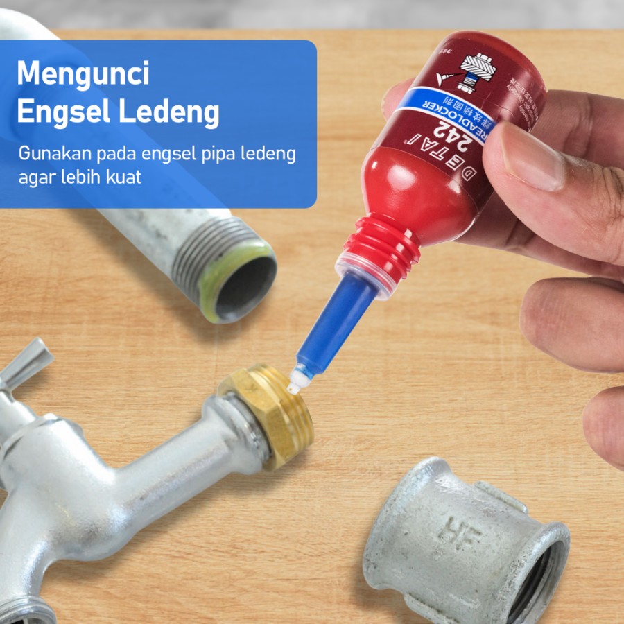 Lem Baut Mur 10ml (242) Multifungsi Blue Thread Locker Anaerobic Glue