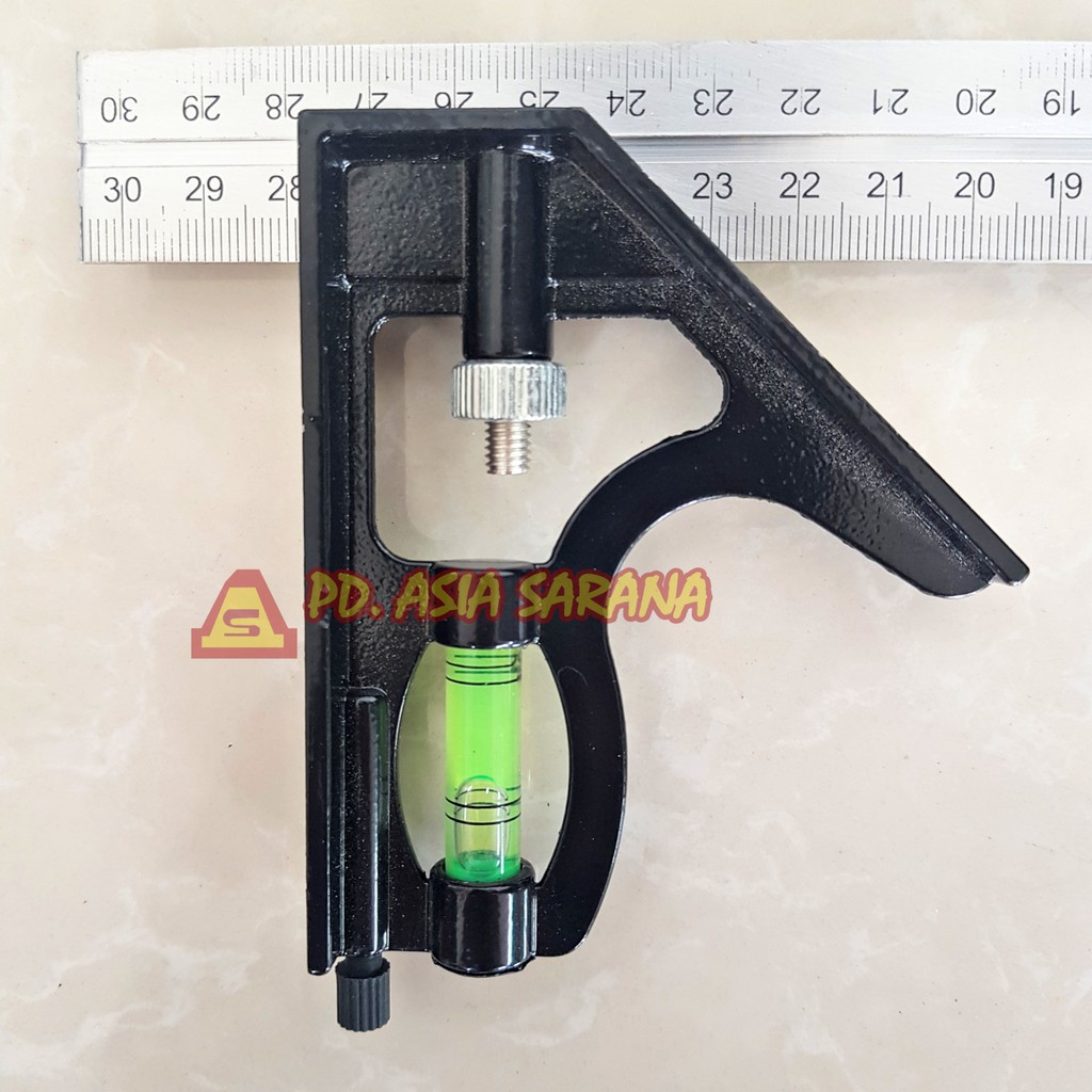 Siku Tukang + Waterpass 30 Cm / Penggaris Siku kombinasi 12 Inch