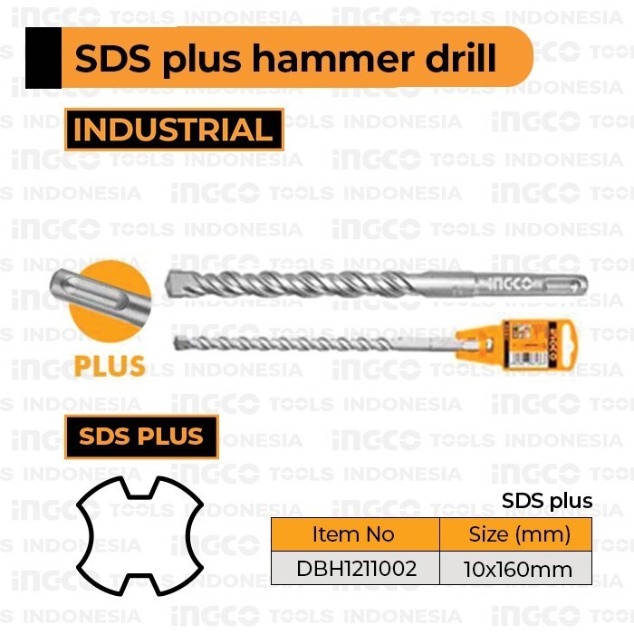 [10x160] Mata Bor Beton SDS Plus 10mm INGCO DBH1211002 Hammer Masonry
