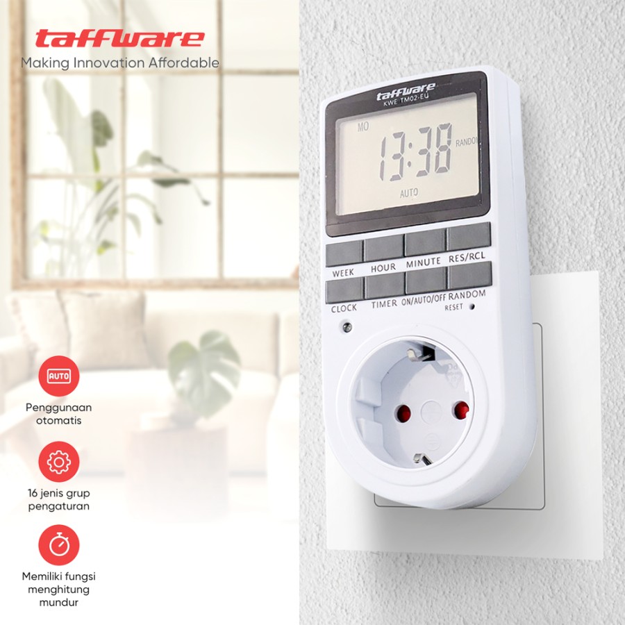 Stop Kontak Timer 10 Program Waktu Programmable Switch 230V 16A Colokan KWE-TM02-EU