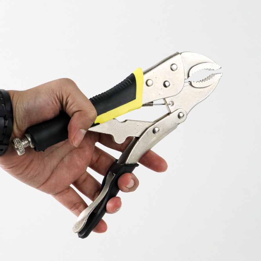 Tang Jepit Buaya 10" Inch Gagang Karet Bengkok Locking Pliers L90