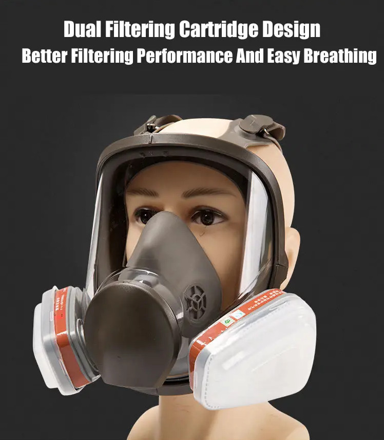 Masker Full Face Respirator Gas Cat Amonia Filter Debu Safety 6001 - 6800 No.3