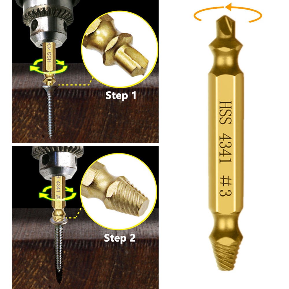 Mata Bor Perbaiki Baut 4pcs Set GOLD Skrup Rusak Screw Extractor TL105