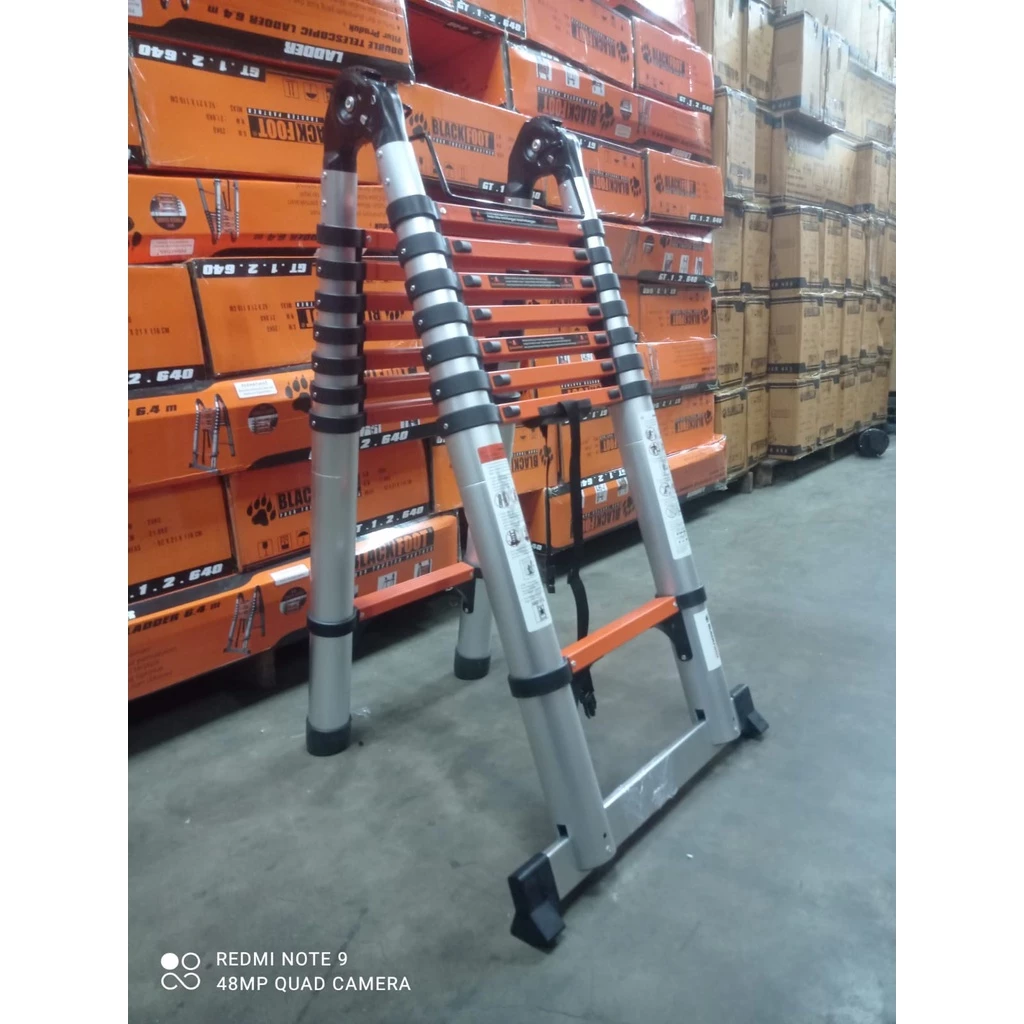 [3.6+3.6m] Tangga Teleskopik 7.2 Meter Double BLACKFOOT Ladder Lipat