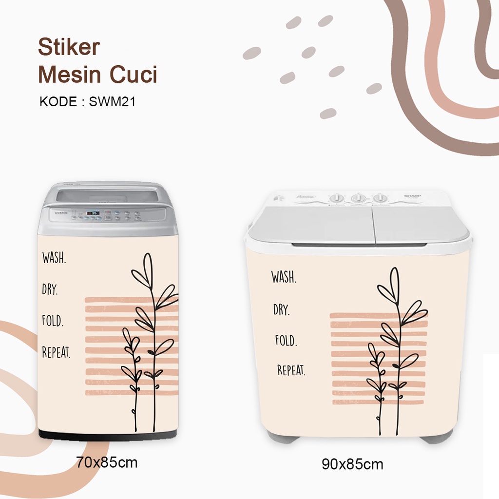 Stiker Sticker Mesin Cuci 1 dan 2 Tabung Minimalis Aesthetic Scandinavian