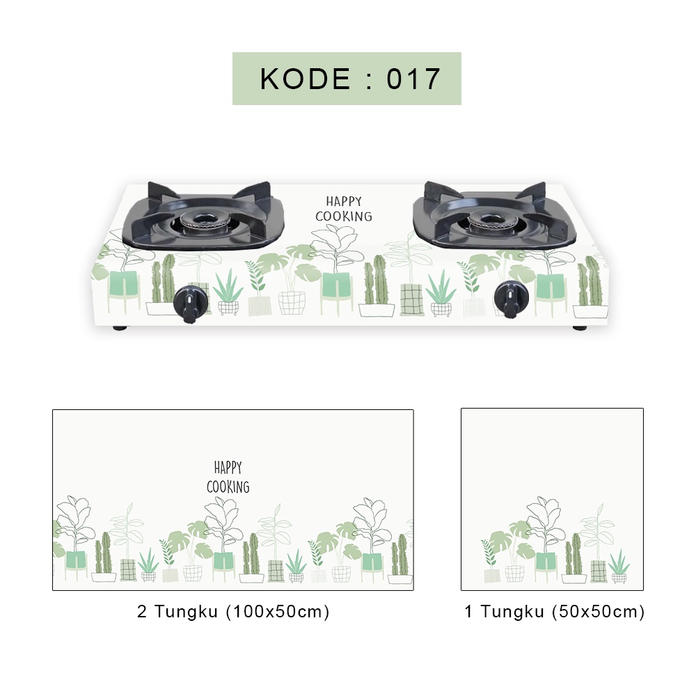 Stiker Kompor dapur 1 tungku dan 2 Tungku Motif Tropical Kaktus Monstera