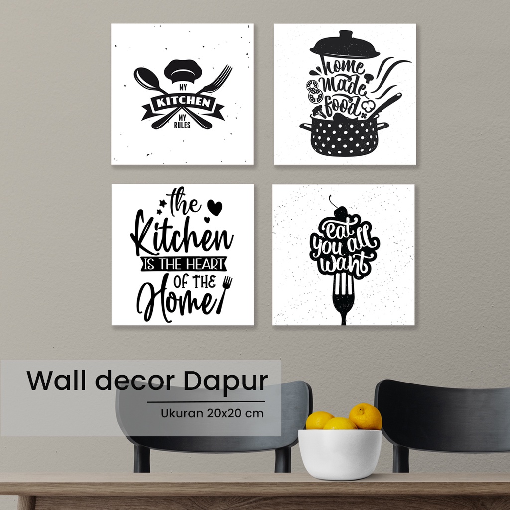 hiasan dinding dapur wall decor pajangan rumah dekorasi rumah minimalis warna hitam putih