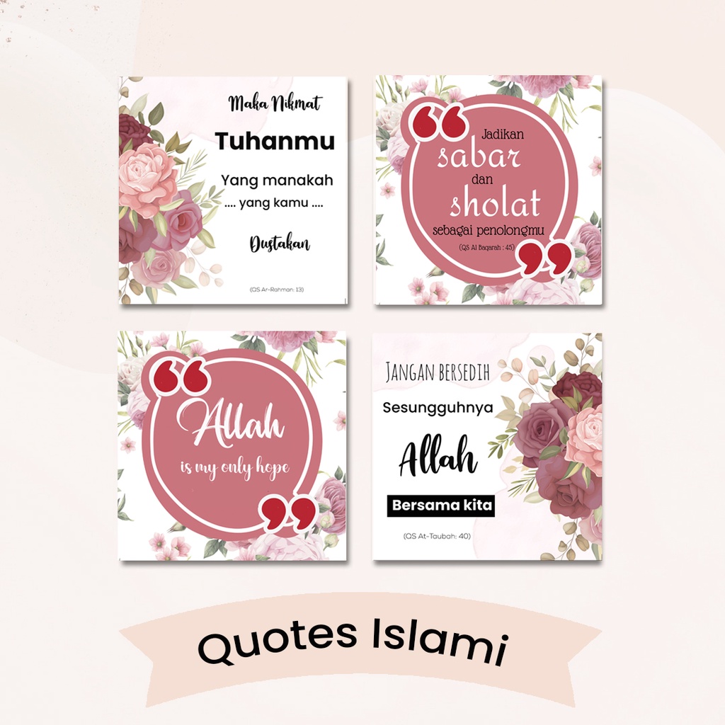 Hiasan dinding quote islami pajangan kamar walldecor dekorasi rumah minimalis shabby motif bunga