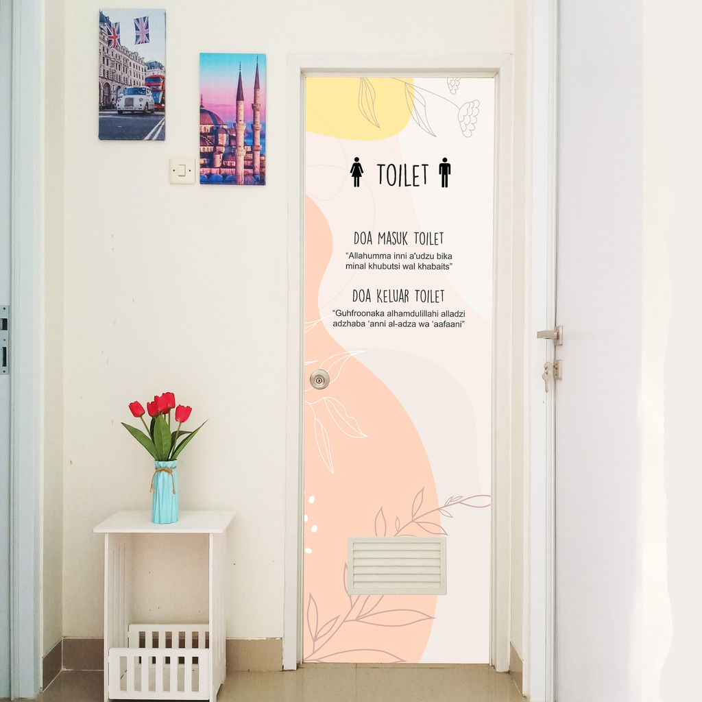 Stiker sticker pintu toilet kamar mandi bathroom motif aesthetic minimalis