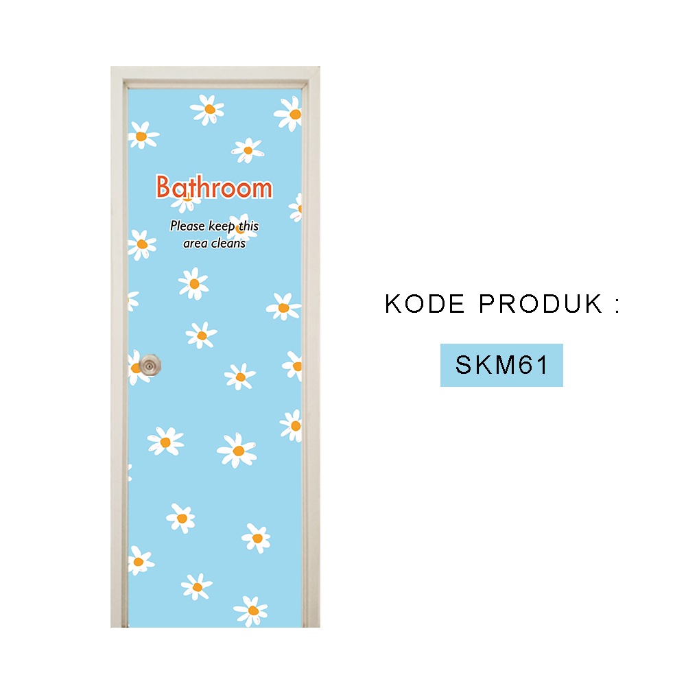 Sticker pintu kamar mandi wallpaper pintu kamar mandi dinding stiker MOTIF Tropical baby blue