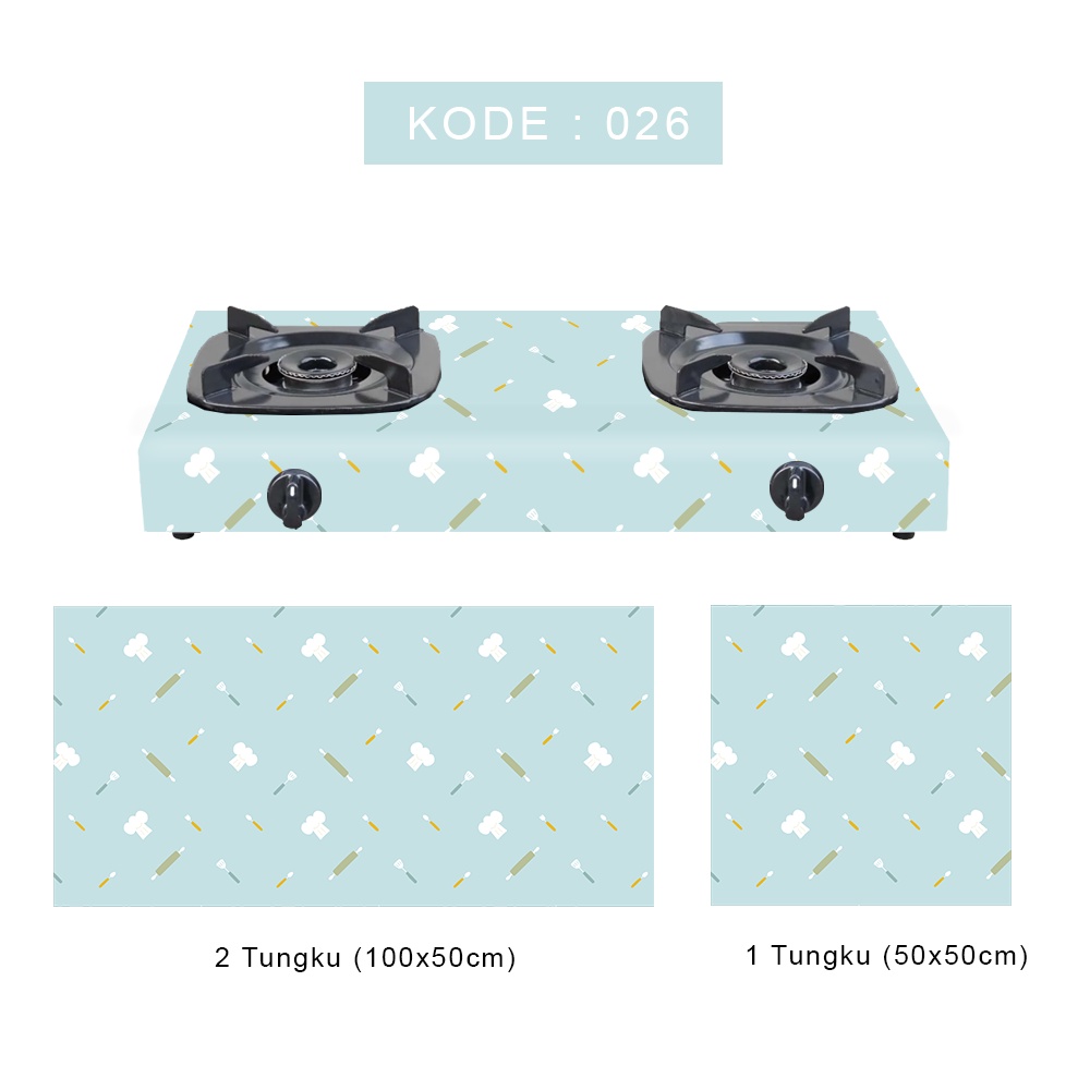 Stiker kompor 1 dan 2 tungku Motif Kitchen Dapur Abstrak Minimalis