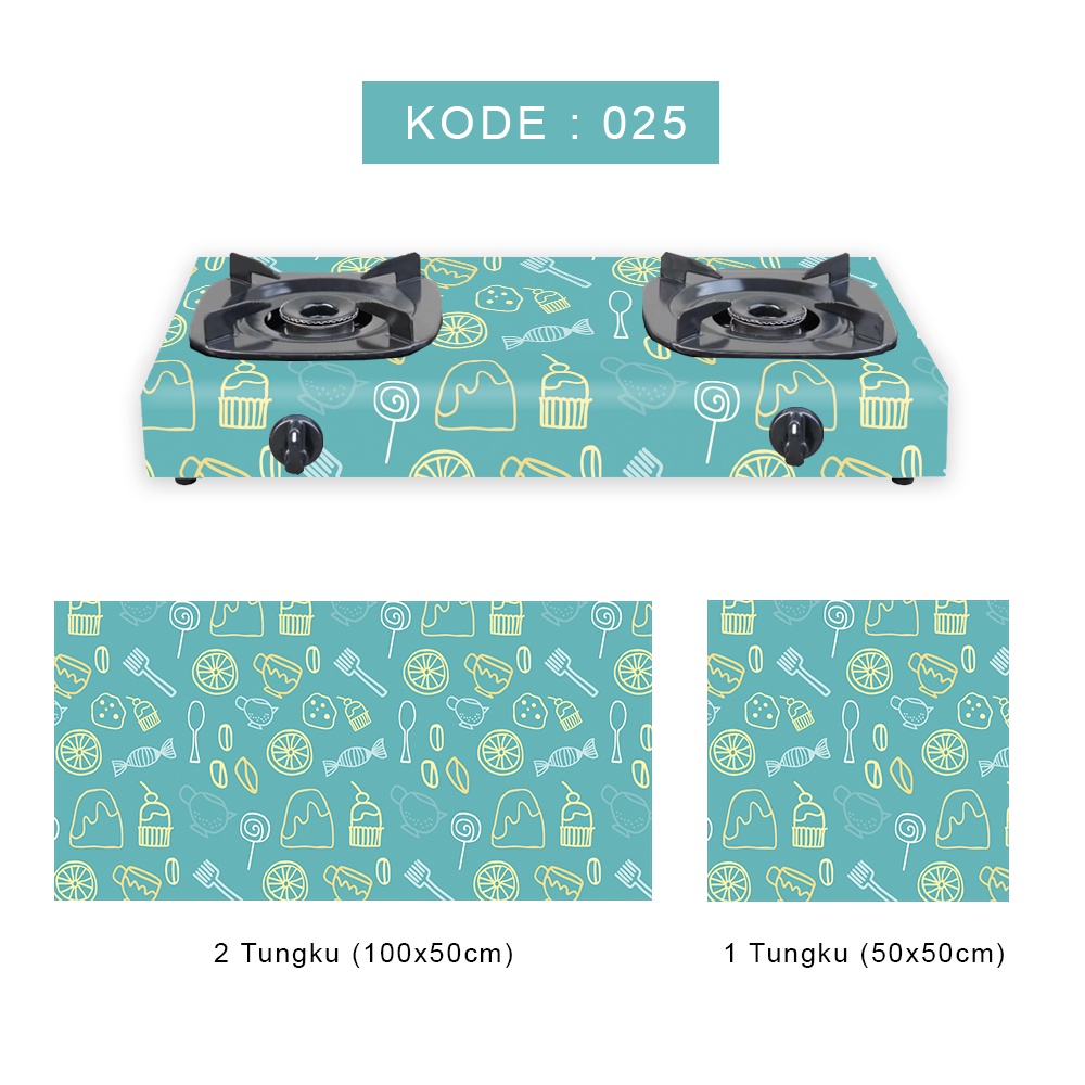 Stiker kompor 1 dan 2 tungku Motif Kitchen Dapur Abstrak Minimalis