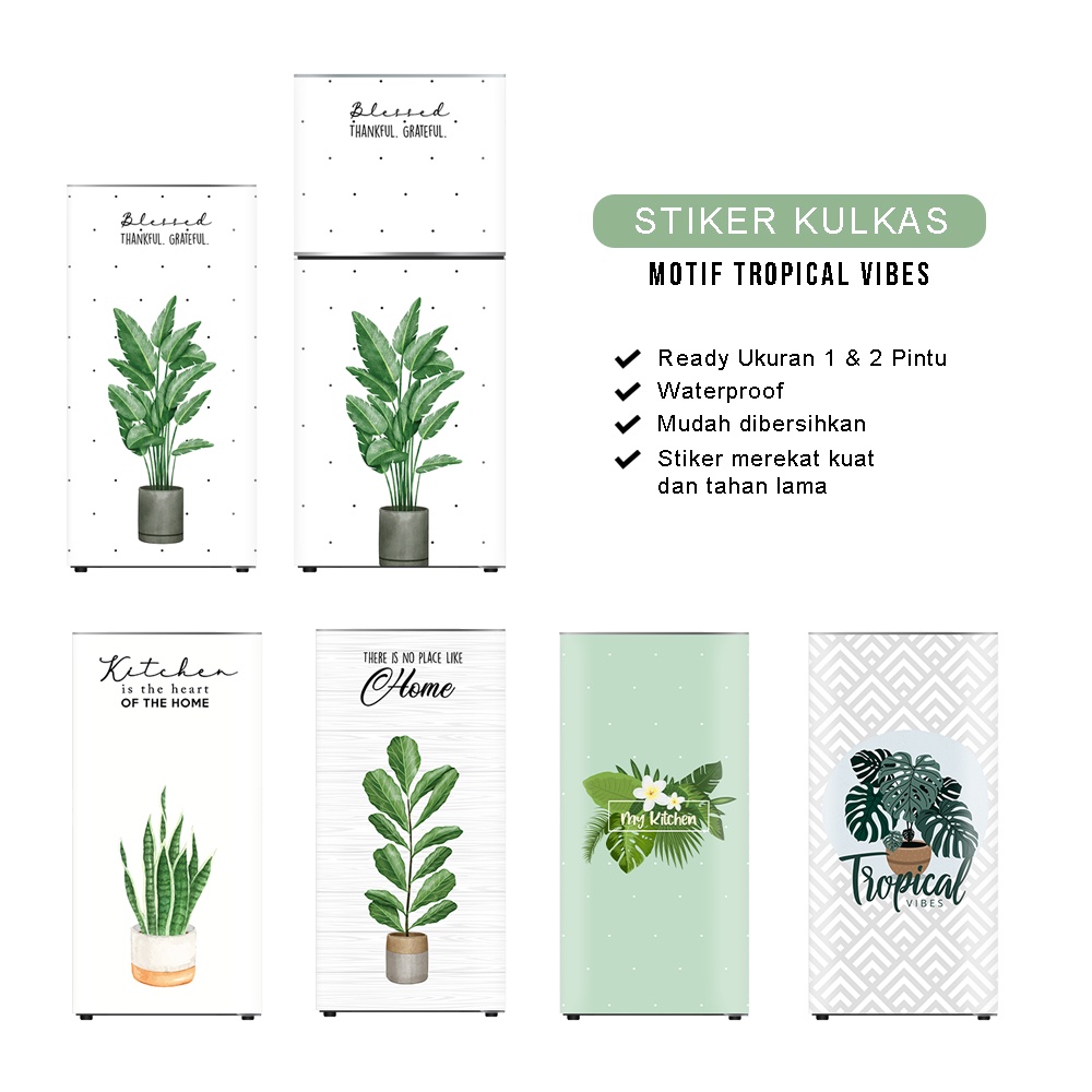 stiker kulkas 1 pintu dan 2 pintu stiker sticker walpaper kulkas motif monstera