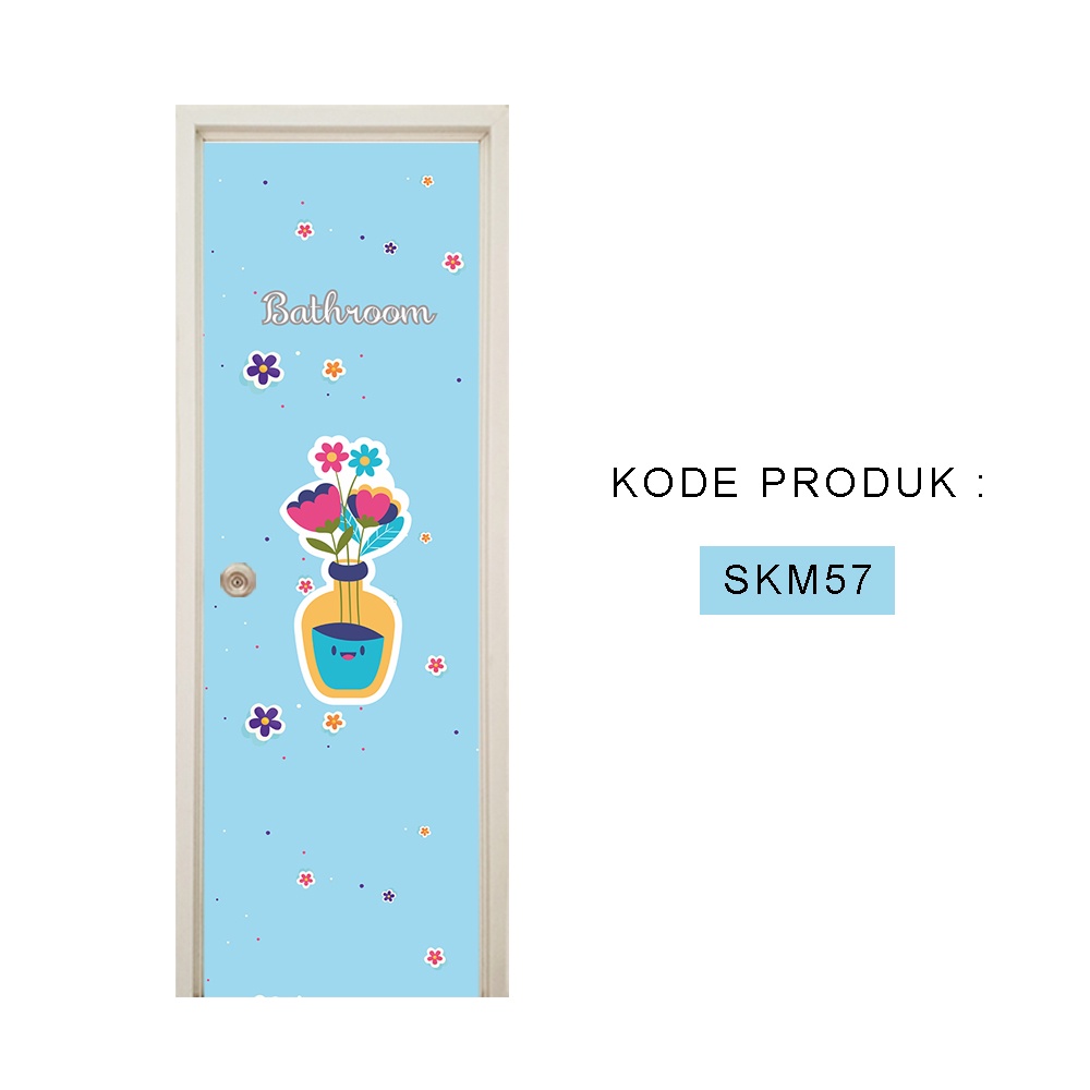 Sticker pintu kamar mandi wallpaper pintu kamar mandi dinding stiker MOTIF Tropical baby blue