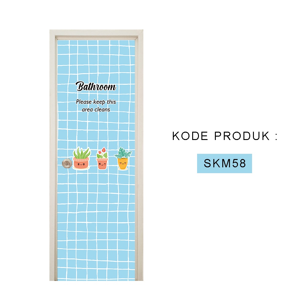 Sticker pintu kamar mandi wallpaper pintu kamar mandi dinding stiker MOTIF Tropical baby blue