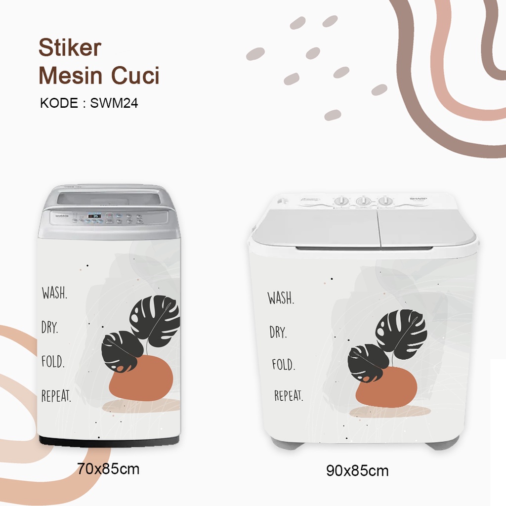 Stiker Sticker Mesin Cuci 1 dan 2 Tabung Minimalis Aesthetic Scandinavian