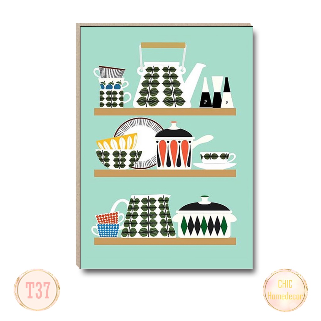 Dekorasi kafe hiasan vintage motif retro cofee hiasan dinding warna tosca