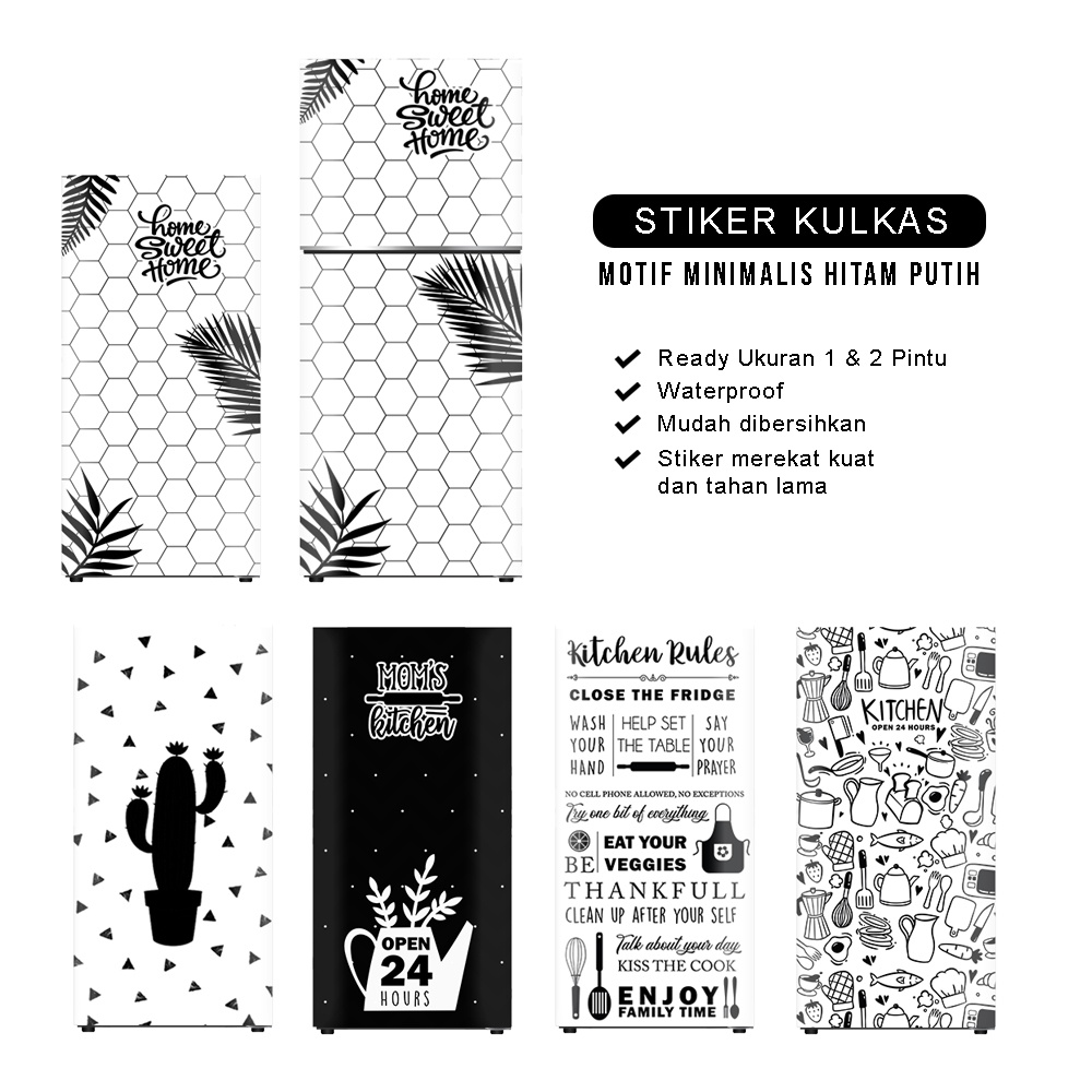 Stiker kulkas 1 pintu dan 2 pintu sticker walpaper setiker kulkas