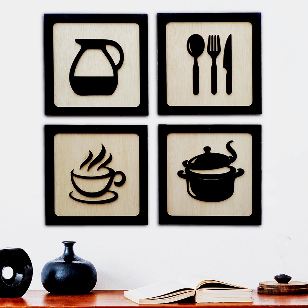 Hiasan dinding dekorasi rumah teko dapur pajangan dinding kayu laser cut