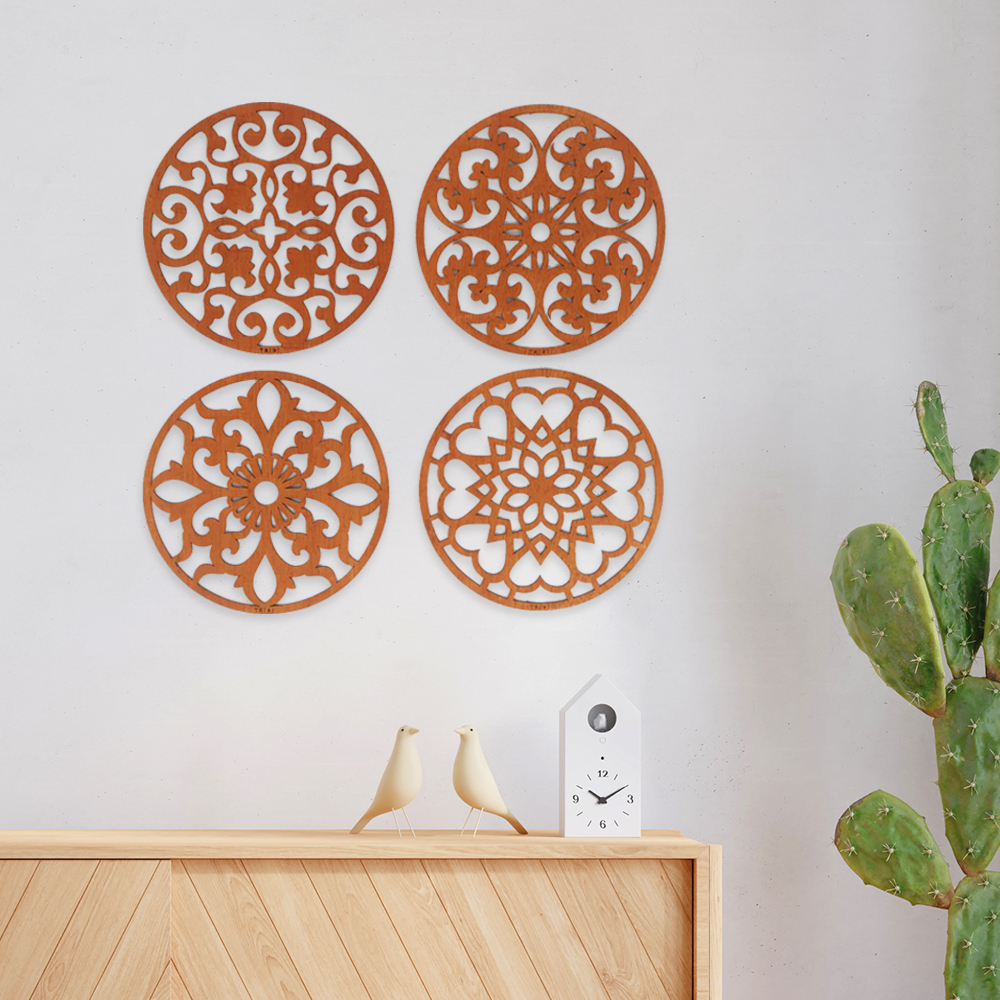 Hiasan kayu pajangan dinding rumah Dekorasi ruangan minimalis SET 4pcs