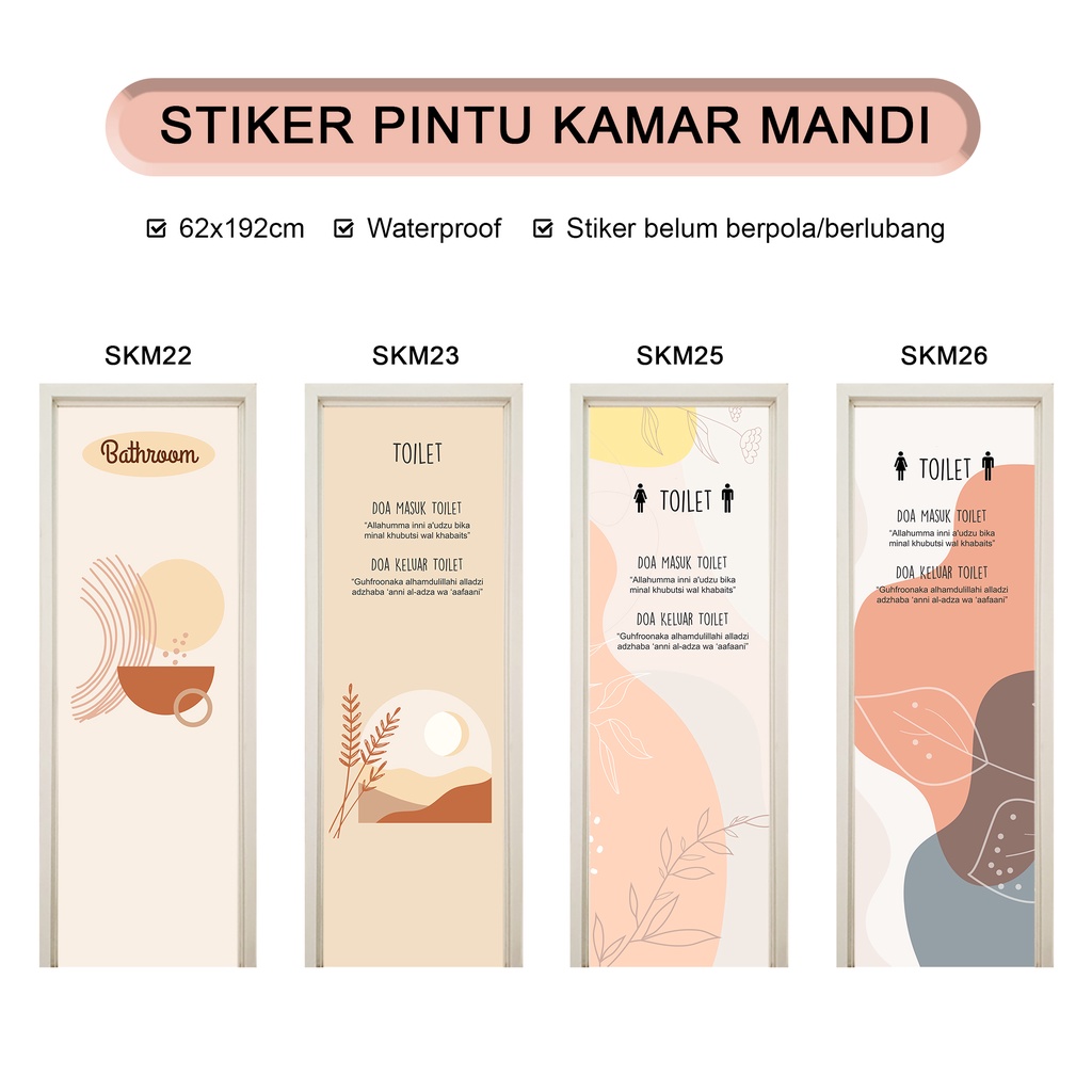 Stiker sticker pintu toilet kamar mandi bathroom motif aesthetic minimalis