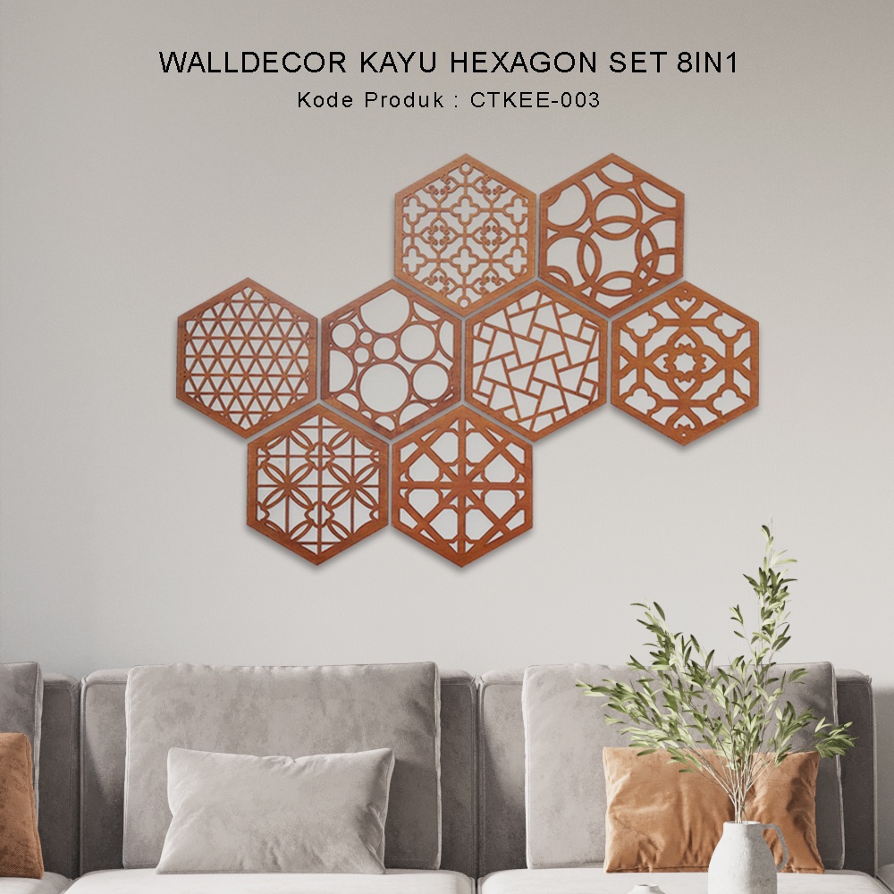 Walldecor kayu Hiasan dinding kayu pajangan rumah dekorasi ruangan 1 set 8 pcs Hiasan minimalis dekorasi kamar