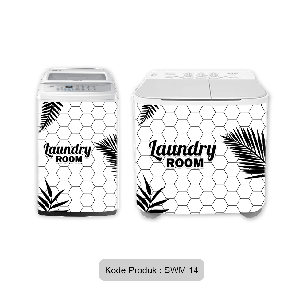 Stiker Sticker Mesin Cuci 1 dan 2 Tabung Motif Minimalis Monokrom
