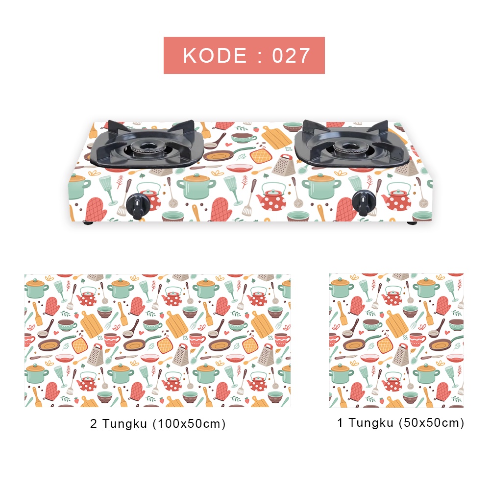 Stiker kompor 1 dan 2 tungku Motif Kitchen Dapur Abstrak Minimalis