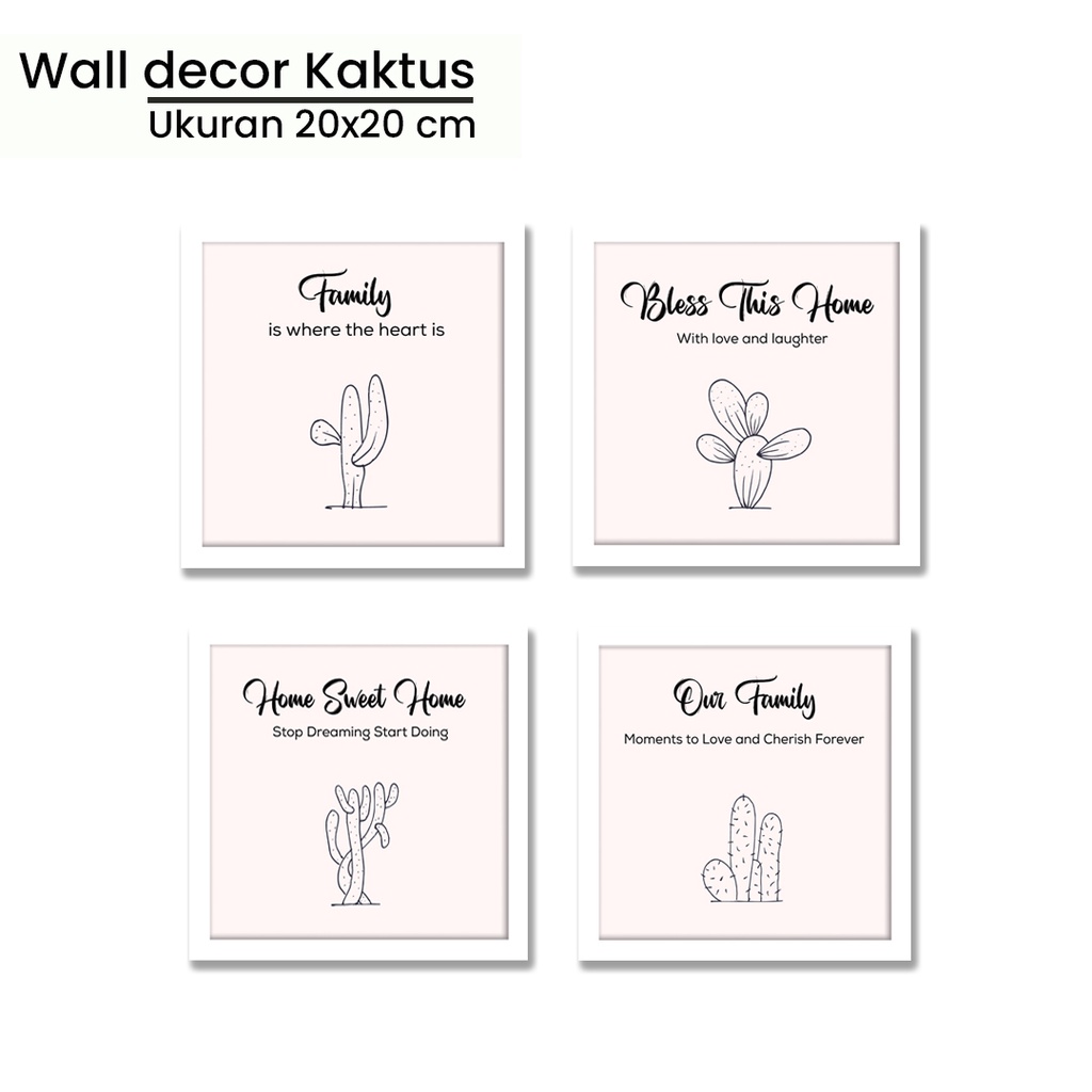 Pajangan Dinding Rumah Hiasan kamar walldecor motif kaktus minimalist putih quote