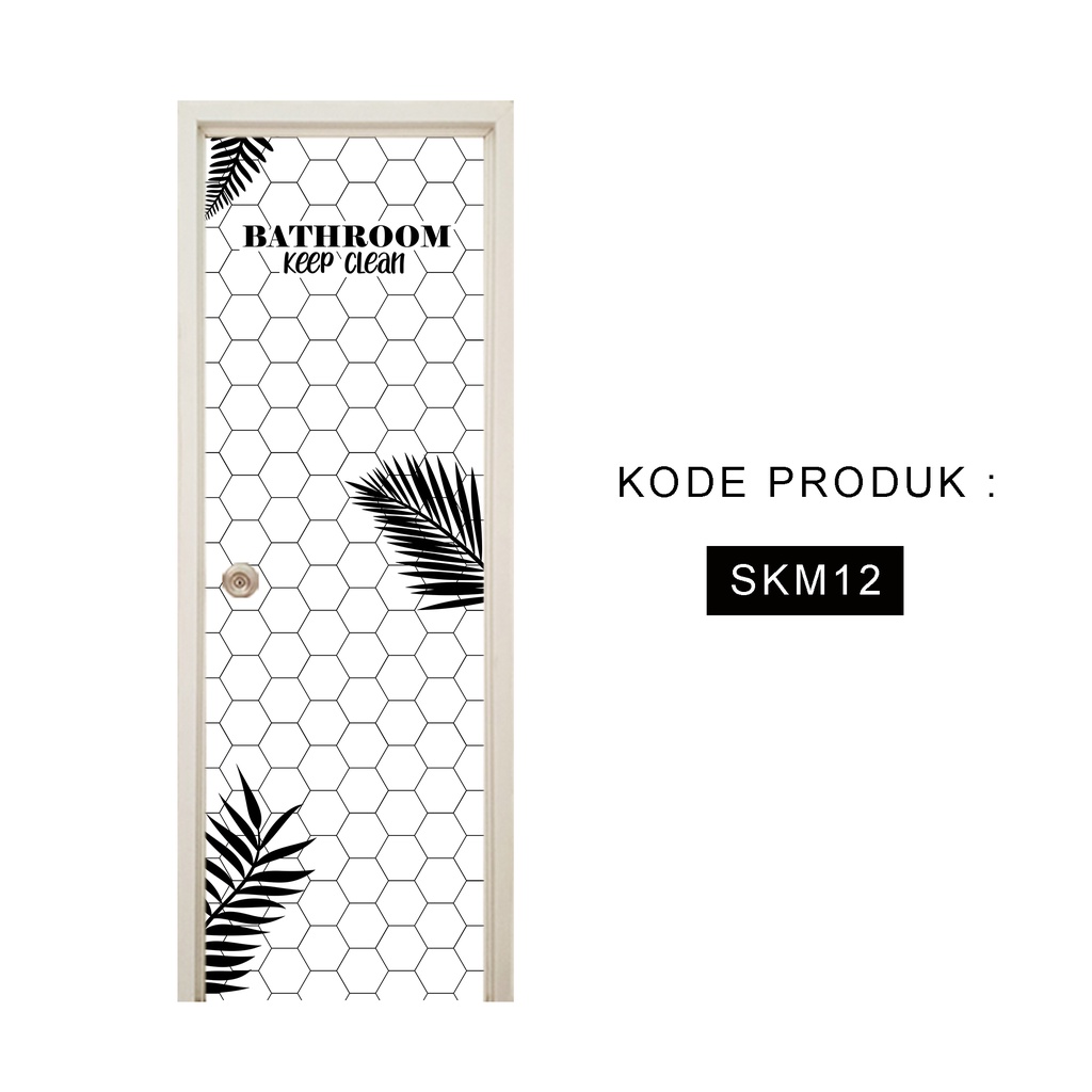 Wallpaper sticker pintu kamar mandi stiker pintu toilet MOTIF MONOKROM Minimalis