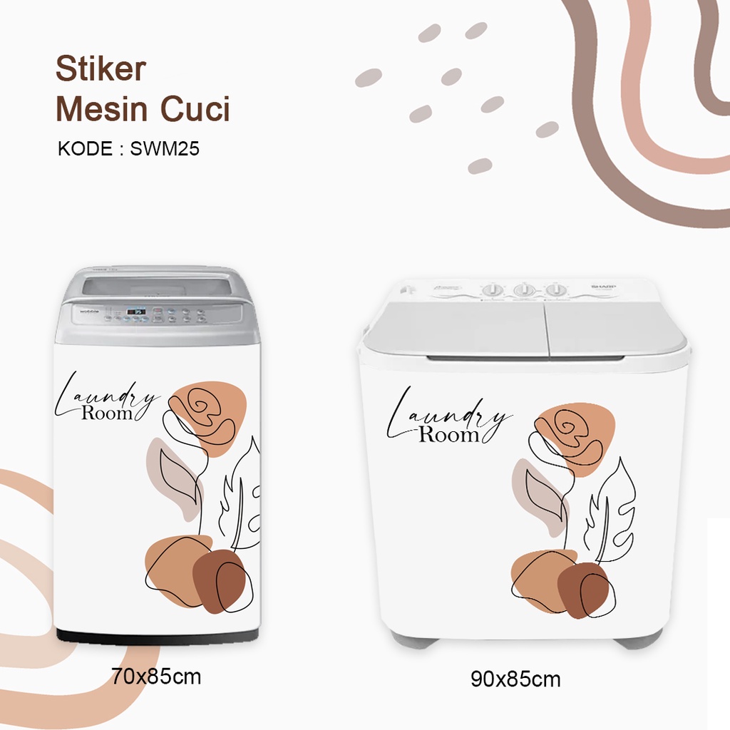 Stiker Sticker Mesin Cuci 1 dan 2 Tabung Minimalis Aesthetic Scandinavian