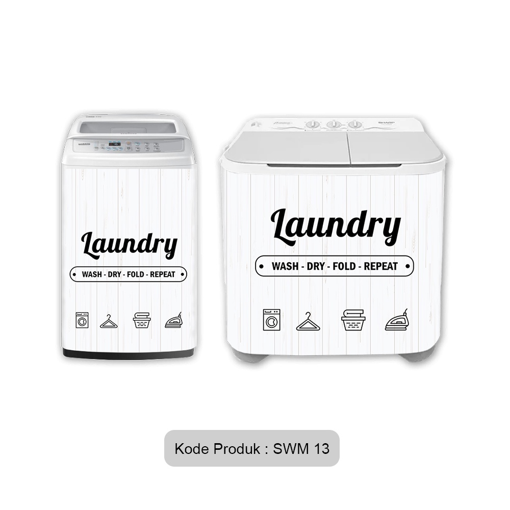 Stiker Sticker Mesin Cuci 1 dan 2 Tabung Motif Minimalis Monokrom