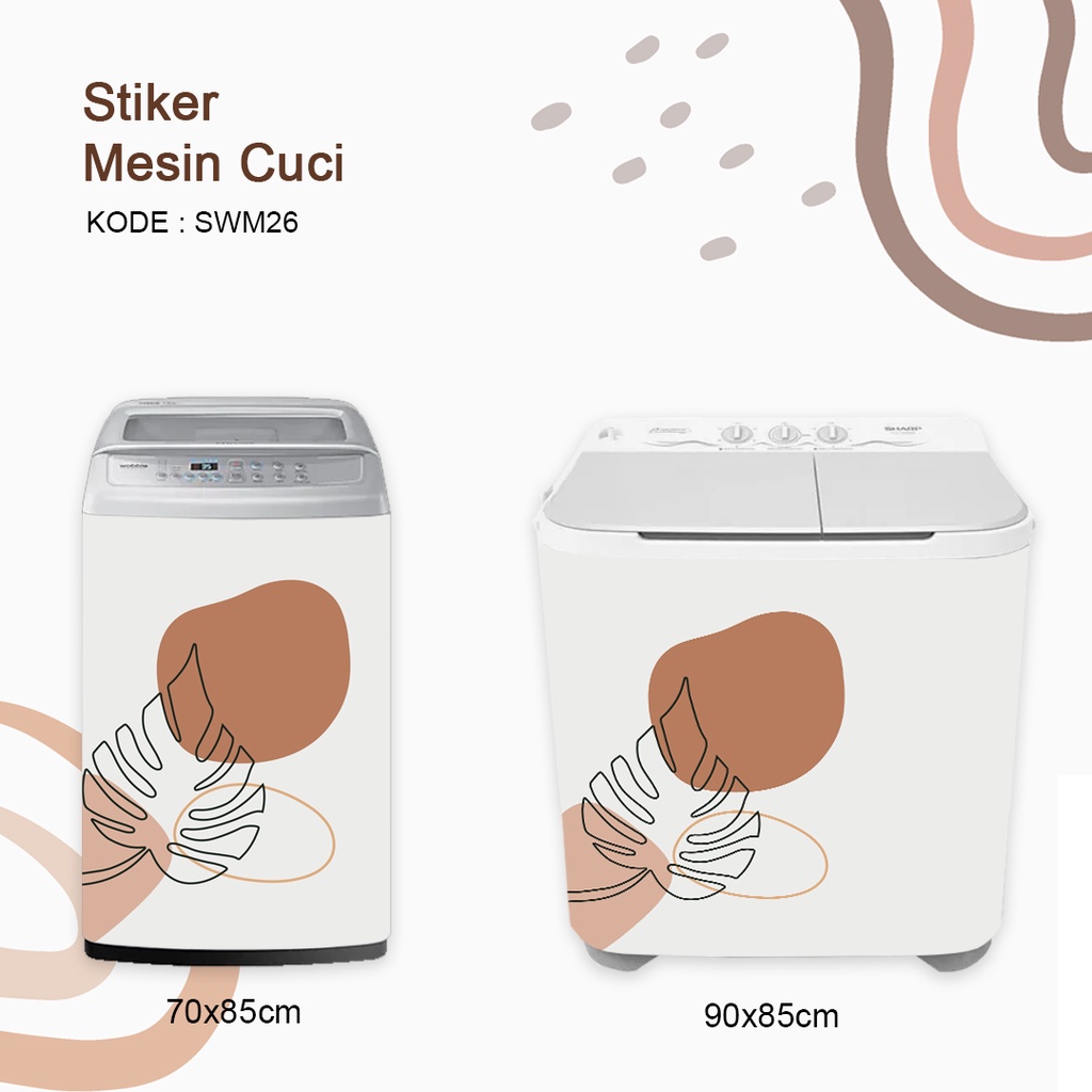 Stiker Sticker Mesin Cuci 1 dan 2 Tabung Motif Minimalis Aesthetic Scandinavian
