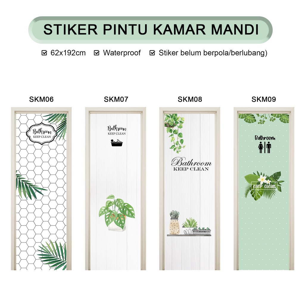 Stiker pintu kamar mandi stiker pintu toilet sticker walpaper pintu toiletTema Daun