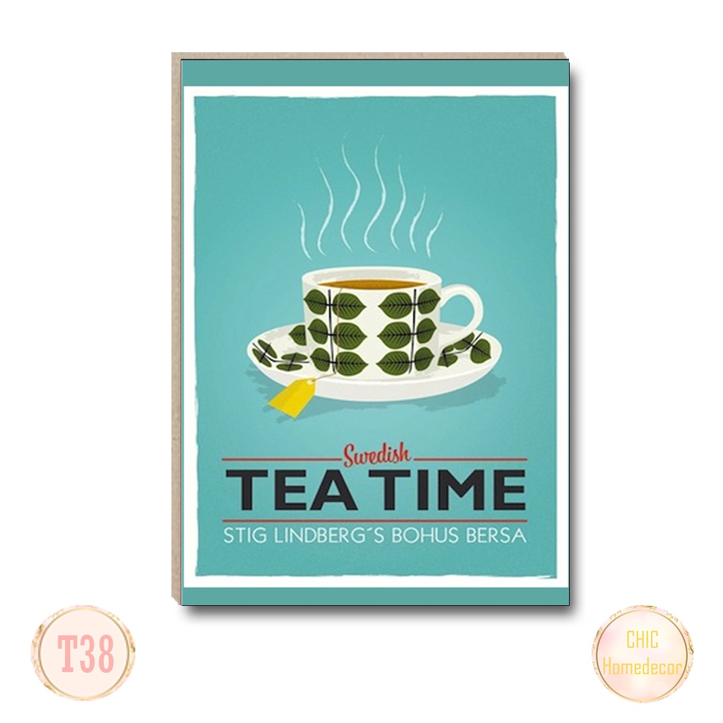 Dekorasi kafe hiasan vintage motif retro cofee hiasan dinding warna tosca