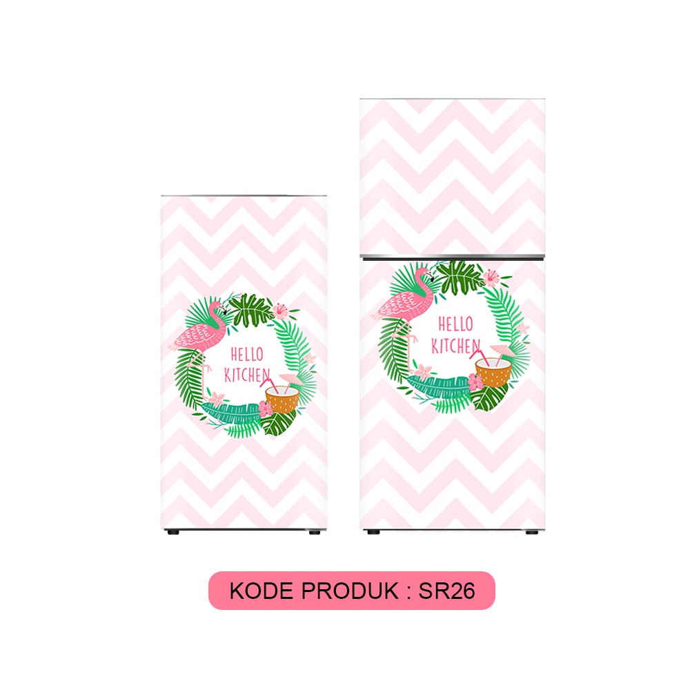 Stiker sticker setiker 1 pintu dan 2 pintu wallpaper kulkas motif Flamingo shabby