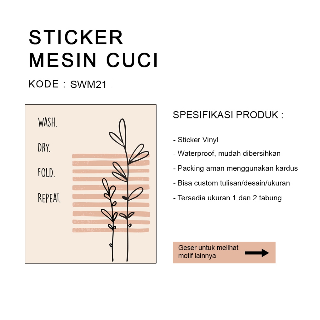 Stiker Sticker Mesin Cuci 1 dan 2 Tabung Minimalis Aesthetic Scandinavian