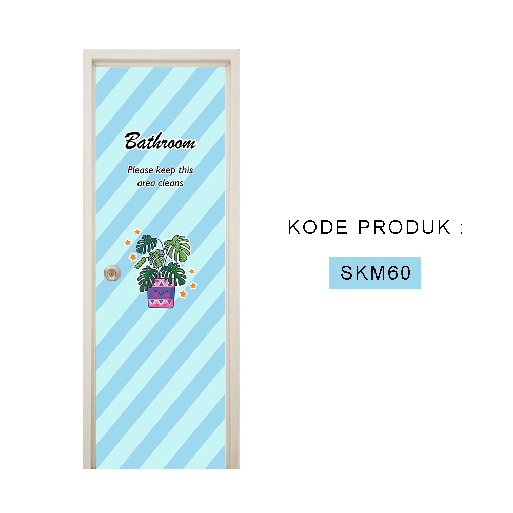 Sticker pintu kamar mandi wallpaper pintu kamar mandi dinding stiker MOTIF Tropical baby blue