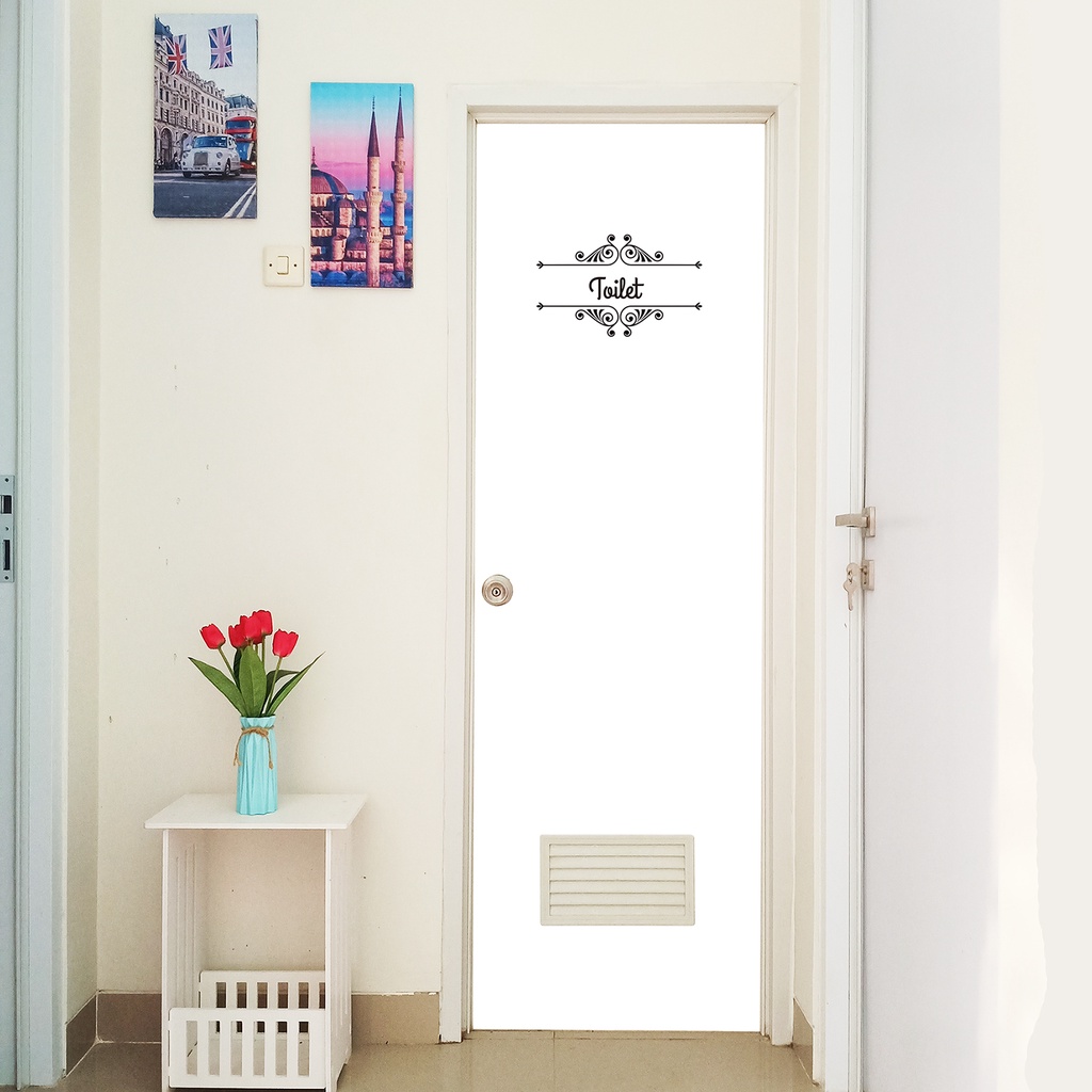 Stiker kamar mandi wallpaper stiker Pintu kamar mandi Motif polos anti air waterproof