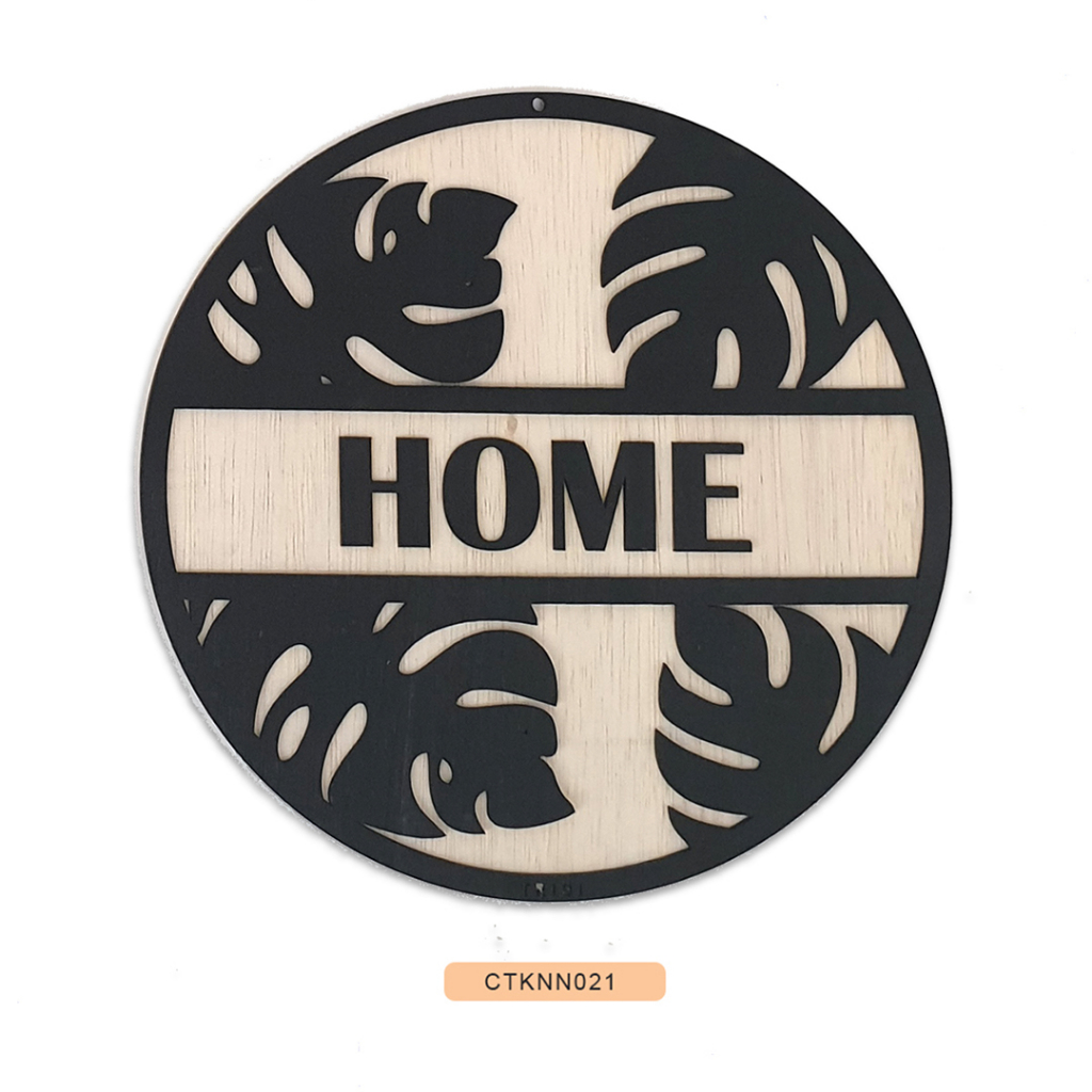 Walldecor Kayu Hiasan dinding Dekorasi ruang tamu Pajangan rumah Tema Monstera minimalis