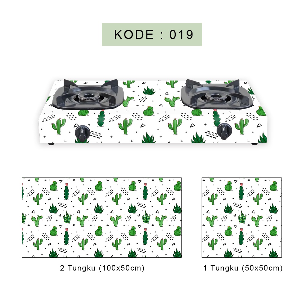Stiker Kompor dapur 1 tungku dan 2 Tungku Motif Tropical Kaktus Monstera