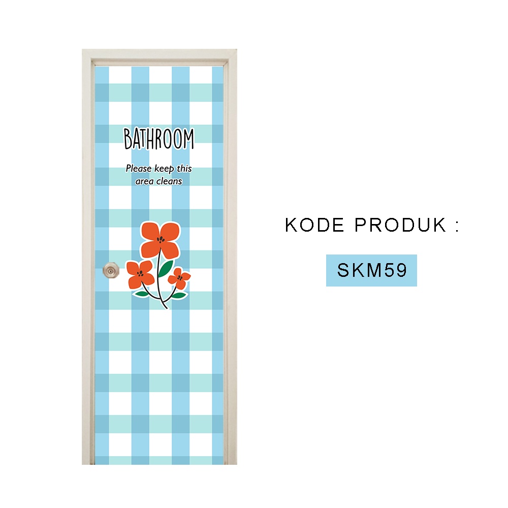 Sticker pintu kamar mandi wallpaper pintu kamar mandi dinding stiker MOTIF Tropical baby blue