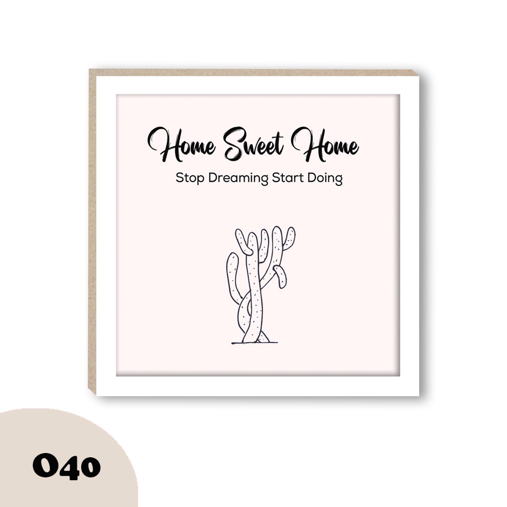 Pajangan Dinding Rumah Hiasan kamar walldecor motif kaktus minimalist putih quote