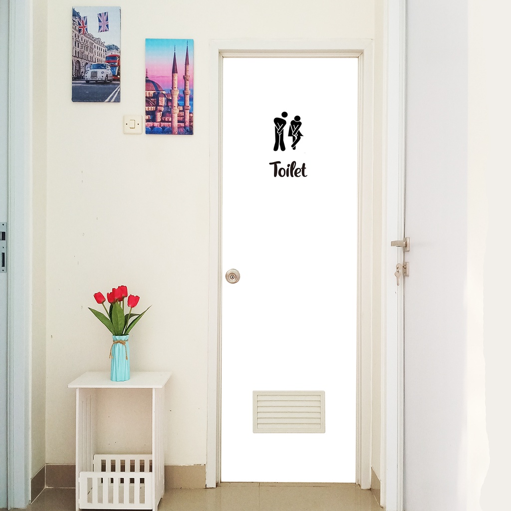 Stiker kamar mandi wallpaper stiker Pintu kamar mandi Motif polos anti air waterproof