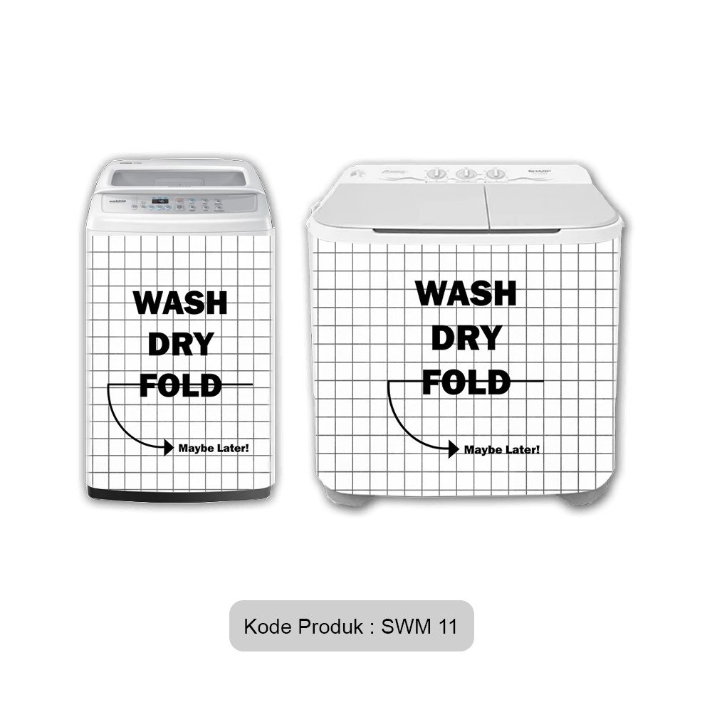 Stiker Sticker Mesin Cuci 1 dan 2 Tabung Motif Minimalis Monokrom