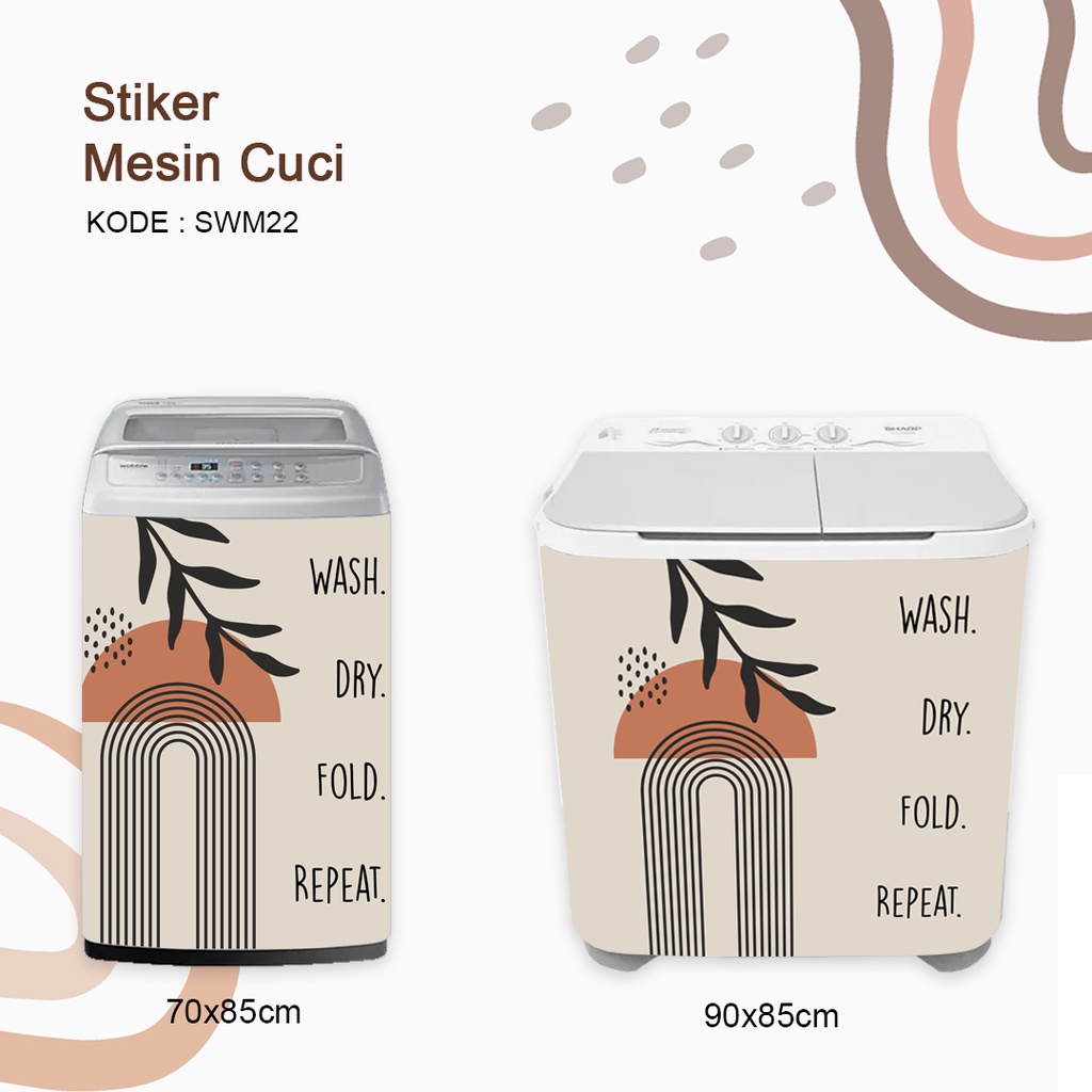 Stiker Sticker Mesin Cuci 1 dan 2 Tabung Minimalis Aesthetic Scandinavian