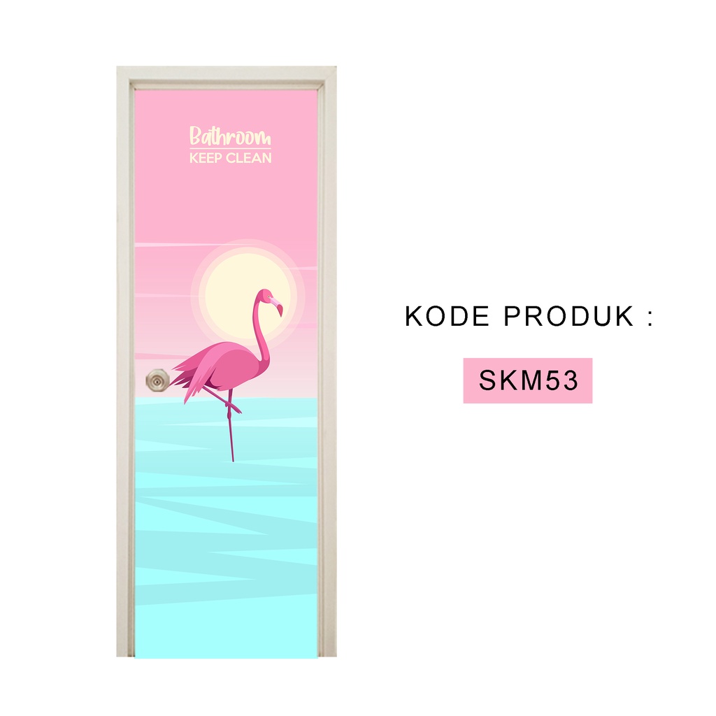 Sticker pintu kamar mandi stiker pintu toilet Motif Flamingo
