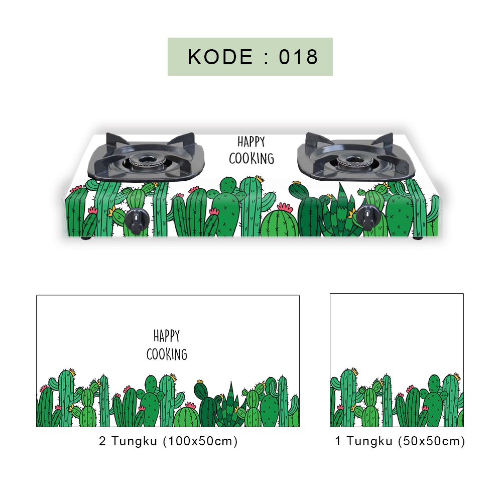 Stiker Kompor dapur 1 tungku dan 2 Tungku Motif Tropical Kaktus Monstera