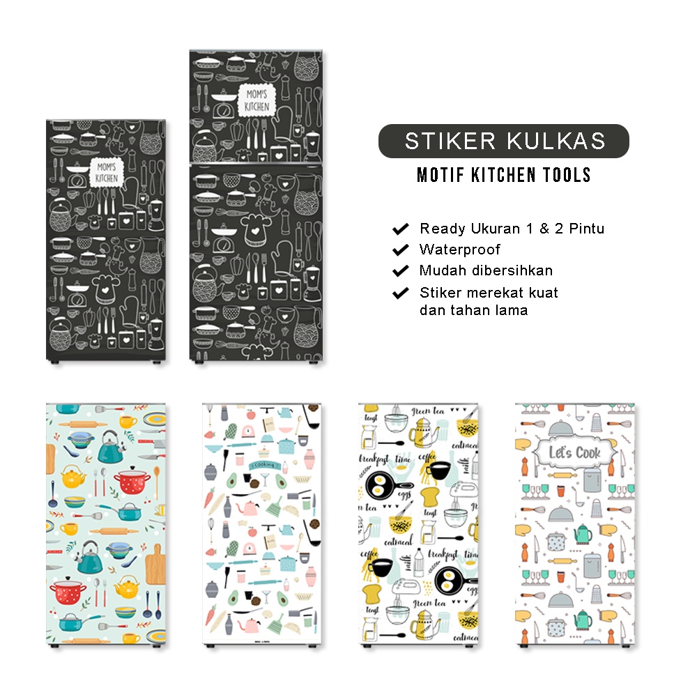 Stiker kulkas 1 pintu dan 2 pintu sticker walpaper kulkas motif cofee Tema dapur